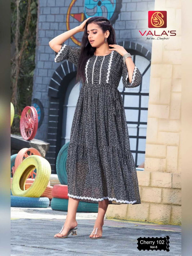 Valas Cherry 5 New Stylish Designer Party Wear Georgette Kurti Collection